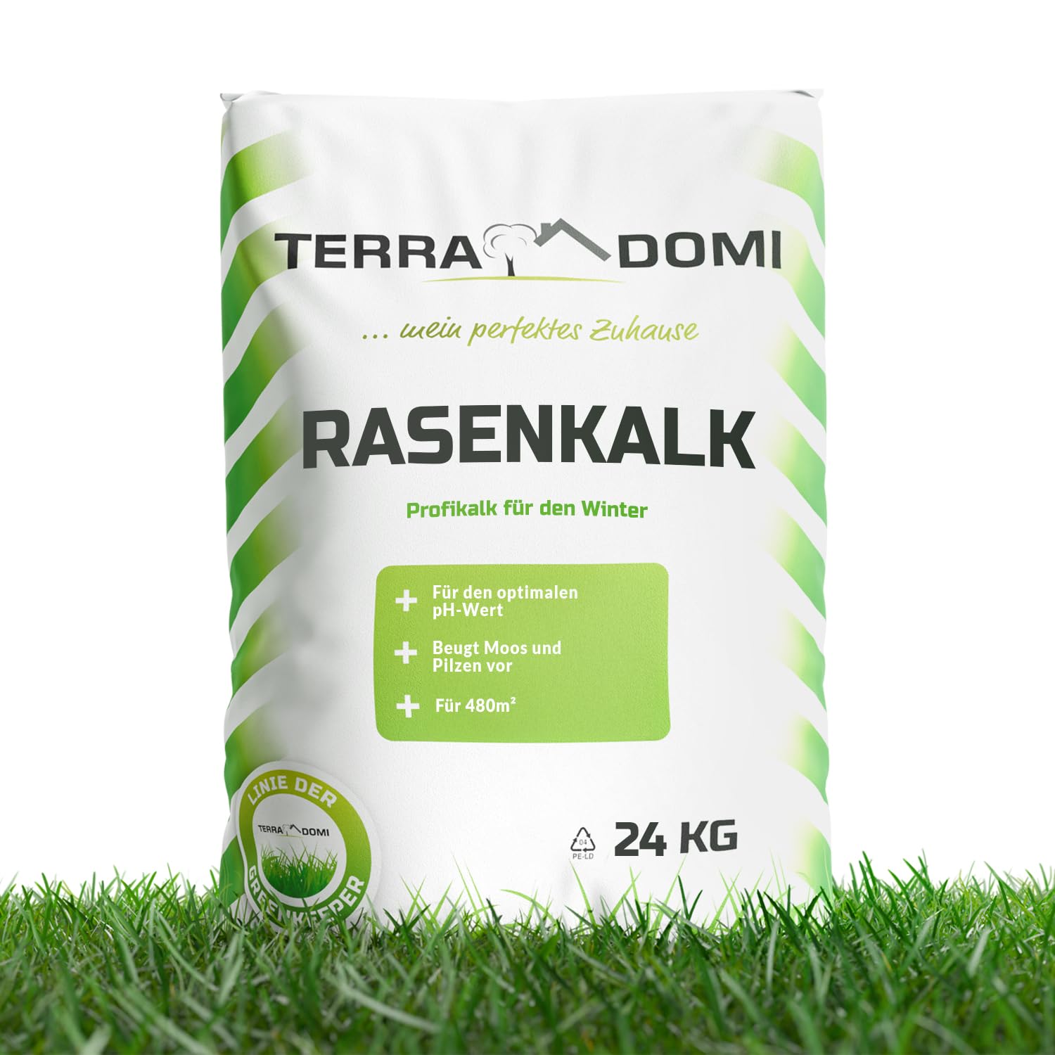 TerraDomi Rasenkalk & Gartenkalk 24kg | Beugt Moos & Pilzen vor | Zur  Erhhung des pH-Wertes saurer Bden | Fr einen gesunden Rasen I  Intensiviert die Dngung | Fr 480m : Amazon.de: