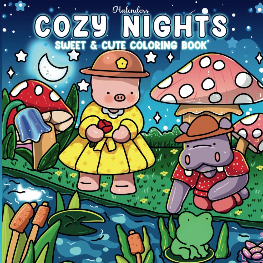 Cozy Nights Coloring Book for Teens and Adults: Featuring Sweet Little Cuties, Hygge Moments, and Nighttime Fun (Cozy Moments & Places Coloring)