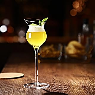 FLYILIA ブランデーグラス 斜め口 カクテルグラス テイスティンググラス クリスタルガラス ワイングラス おしゃれ 業務用 来客用 家庭用 ガラスコップ シャンパン マルガリータ マティーニ ウイスキー 独創性 個性的 インスタ映え 贈り物 バー スナック 喫茶店 創意性 カフェ パーティー (約100ml)