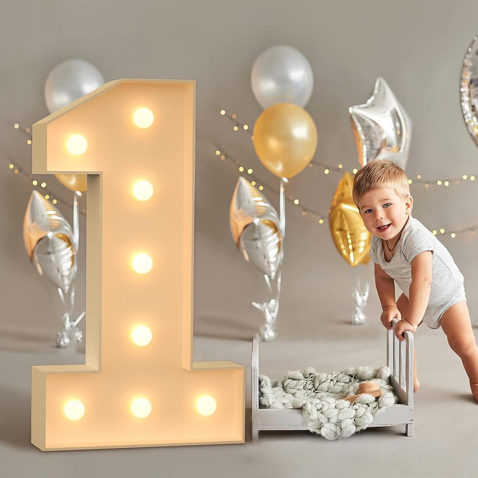 Decorazione per feste, 1,2 m, con numeri luminosi, con luci a LED, per casa, feste, bar, matrimoni, festival, compleanni, regali di Natale, decorazione, numero 1