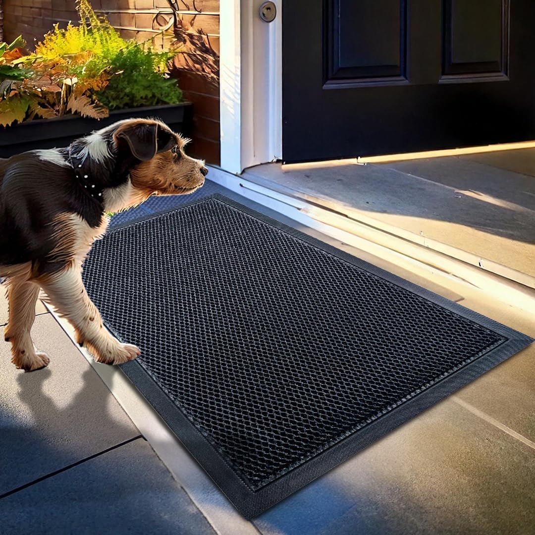 Muddy Mat® Mesh Door Mat – Heavy-Duty Quick-Dry Floor Mat, Sand & Dirt Trapper for Indoor & Outdoor, Ideal for Entrance, Mudrooms, Patios & Garages, Low-Profile Non-Slip, Washable – Black 23"x35"x0.4"
