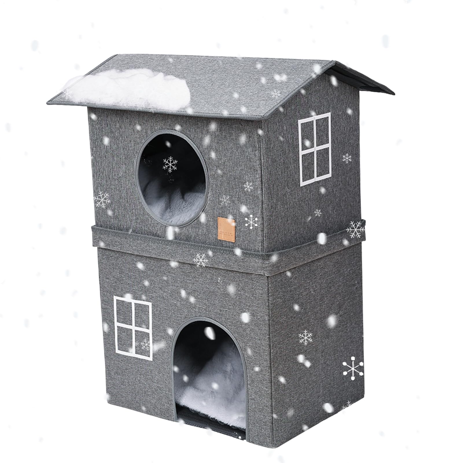 Maison pour chat d'intérieur abri amovible deux niveaux avec jeu pour chaton