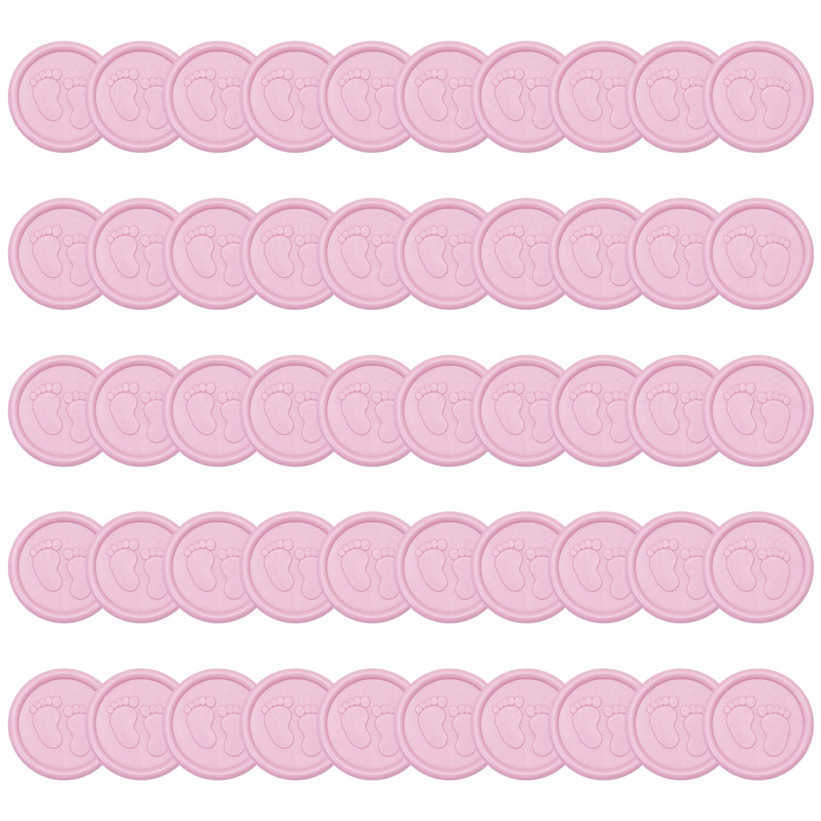 Kaeltsyn Of 50 Adhesive Baby Footprint Waxs Seal Sticker for Decorative Sealing on Card Invitations and Envelopes Decoration Sticker