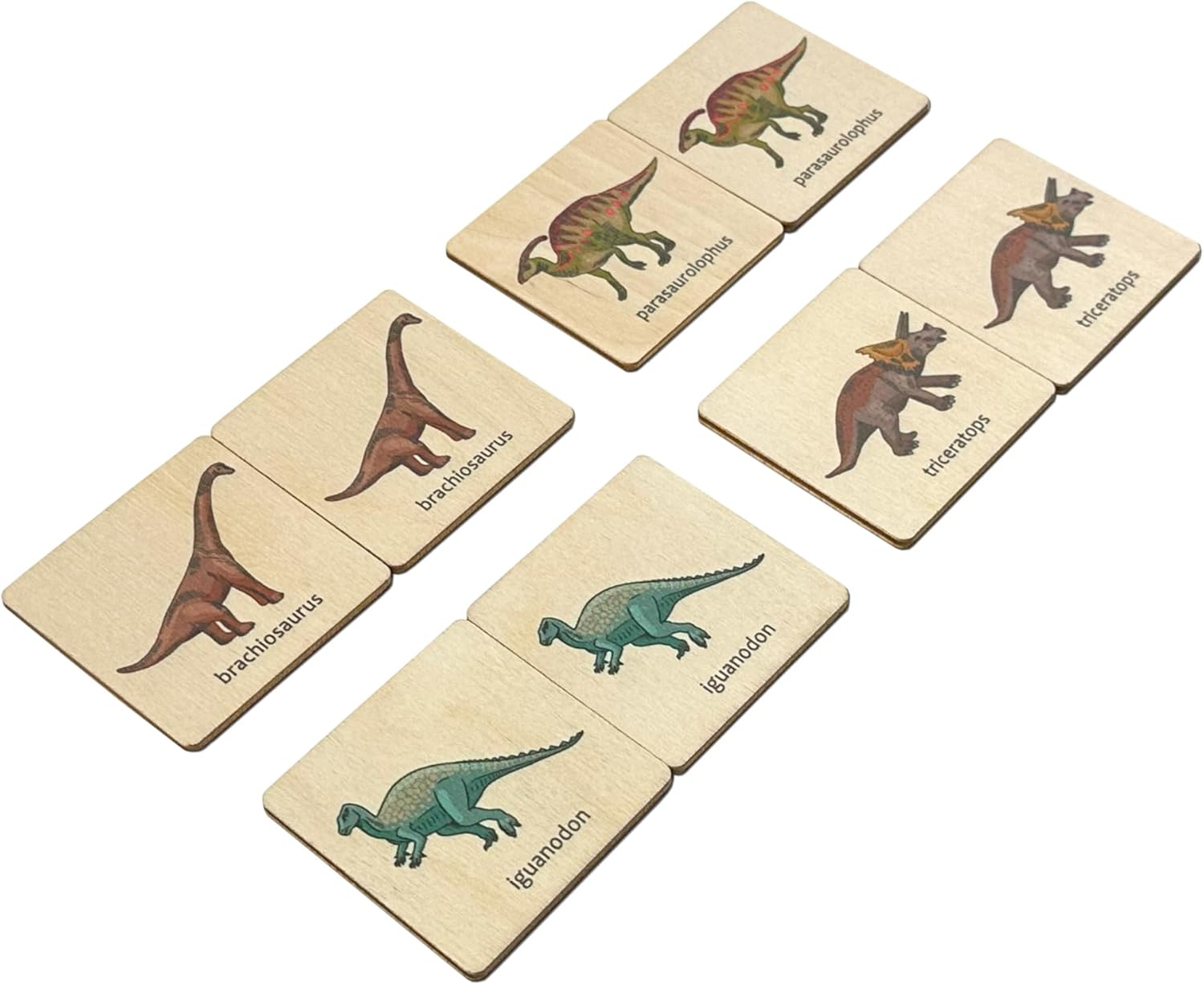 Wooden Dinosaurs Matching Cards, 1 2 3 4 Year Old Montessori Materials for Toddler, Kids Dino Matching Cards Activity, Dinosaur Puzzle Game, Toddler Gift, Gift for Kids, First Birthday Gift(5.5x5.5cm)