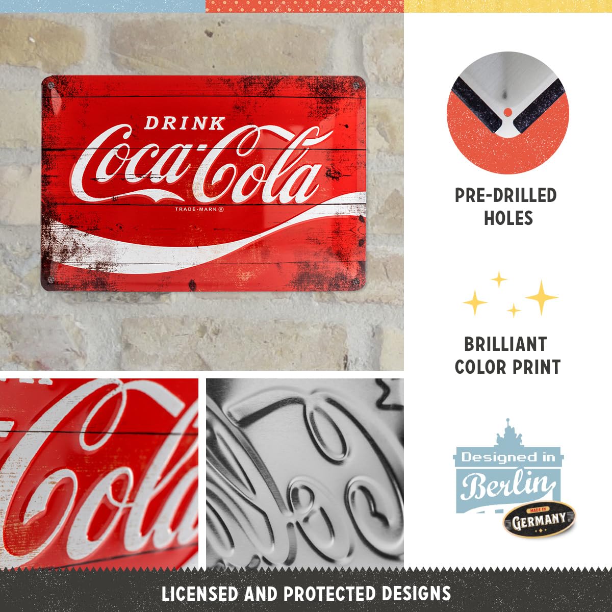 Amazon.com: Nostalgic-Art 20 x 30 cm 22235 Coca-Cola-Logo Red Wave