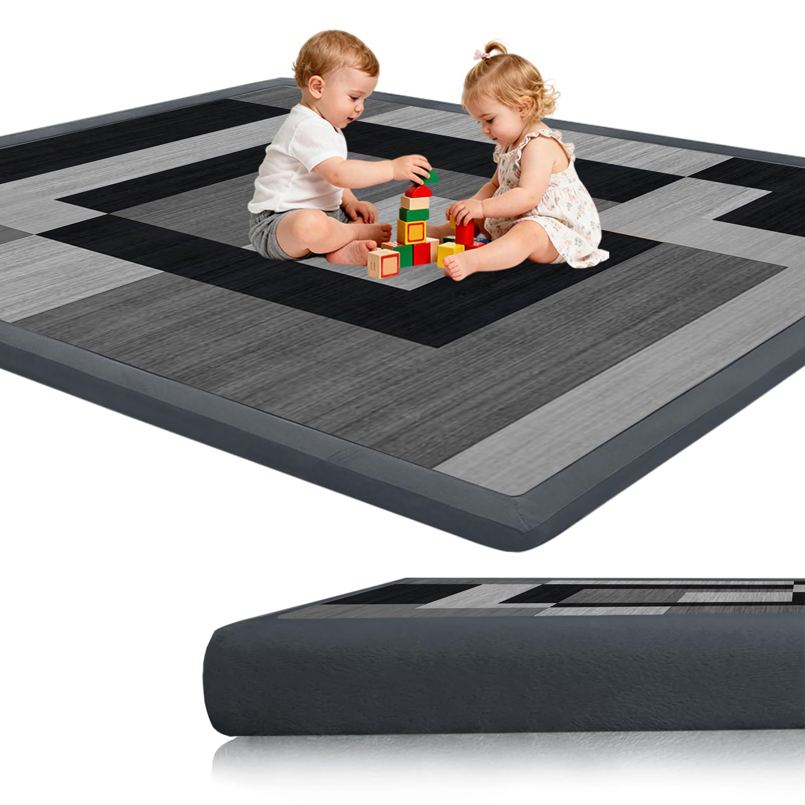 Spielmatte Baby/Krabbelmatte Baby, Teppich für Kinderzimmer mit hochwertigem Memory-Schaum, 2 cm Dick Krabbelmatte Baby, Krabbeldecke, Tatami Matte 190 x 300cm