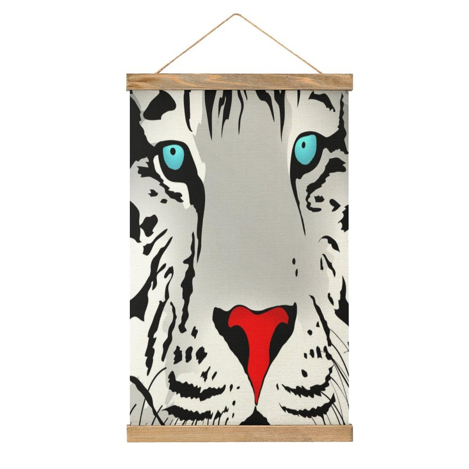 CGSBNGHA Abstract Tiger Wall Art Prints Linen Hanging Painting Scroll Paintings Pictures Decor for Home