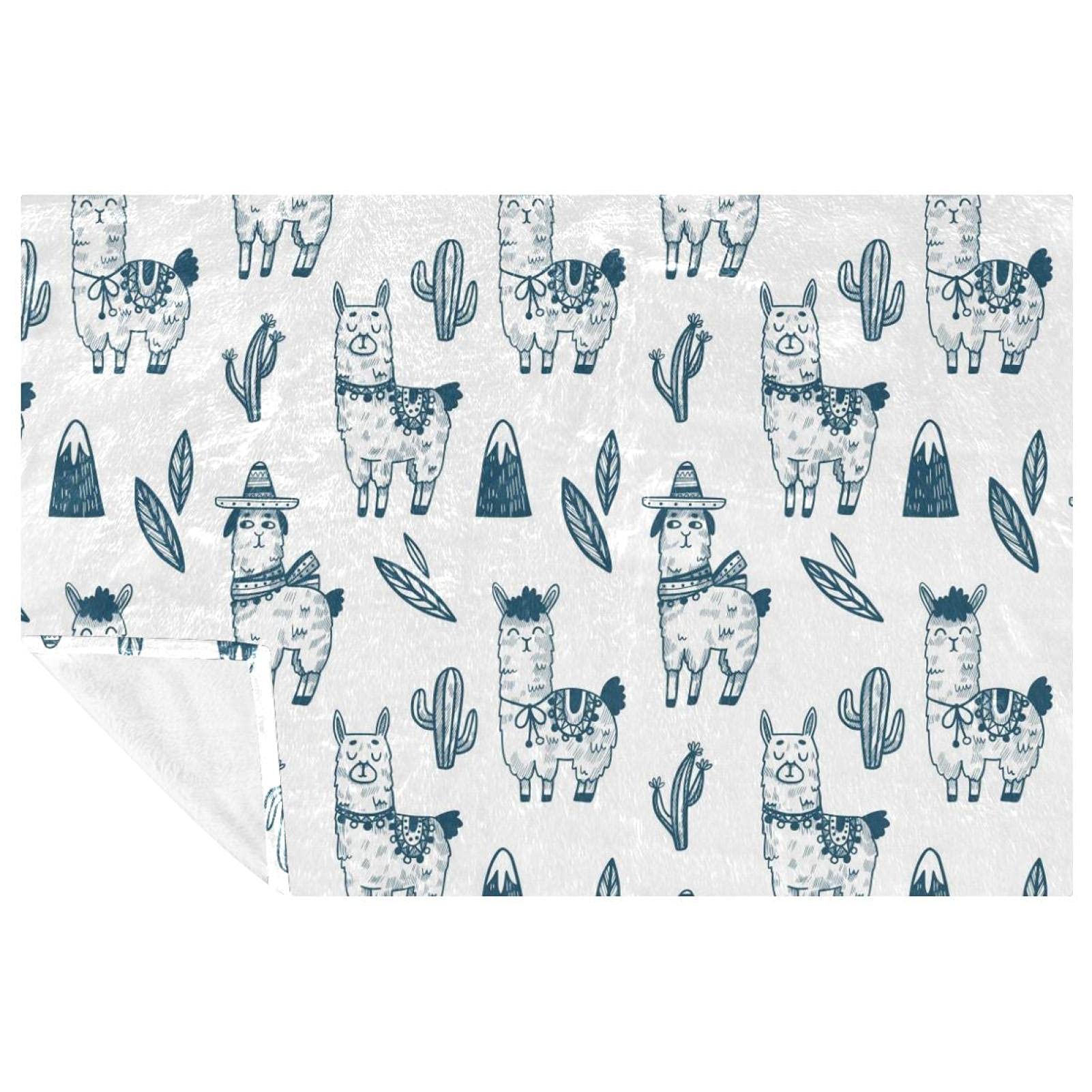 Couverture chaude de pique-nique et camping à motifs lama 150x100