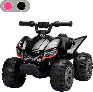 TOBBI Electric Ride On ATV for Kids, Toddlers 6V Battery Powered Ride On Toy with LED Lights Mist Spray Device, 4 Wheeled Electric Car with Radio & Music for Children Age 3-5-Black