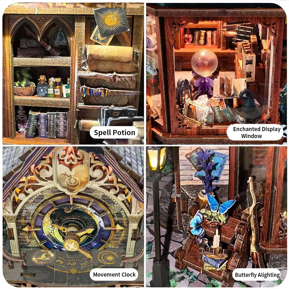 Holzpuppenhaus-Bausatz, DIY-Puppenhaus-Bausatz mit LED-Beleuchtung, kreatives Set zur Regaldekoration, 3D-Modell, kreative Geschenke für Freunde und Verwandte