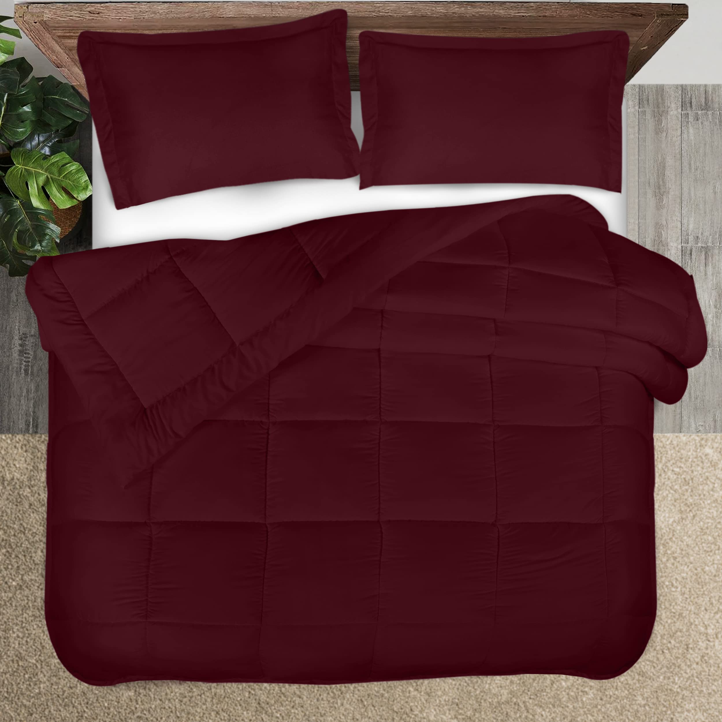 Photo 1 of (READ NOTES) Utopia Bedding King Size Comforter Set with 2 Pillow Shams - Machine Washable Burgundy 