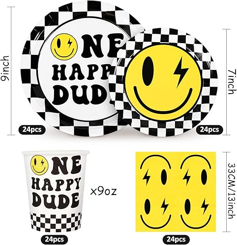 Miniatura 9 de Whaline Juego de 24 platos de papel de Navidad, tazas, servilletas, decoraciones de fiesta, nochebuena, muérdago, platos desechables, juego de