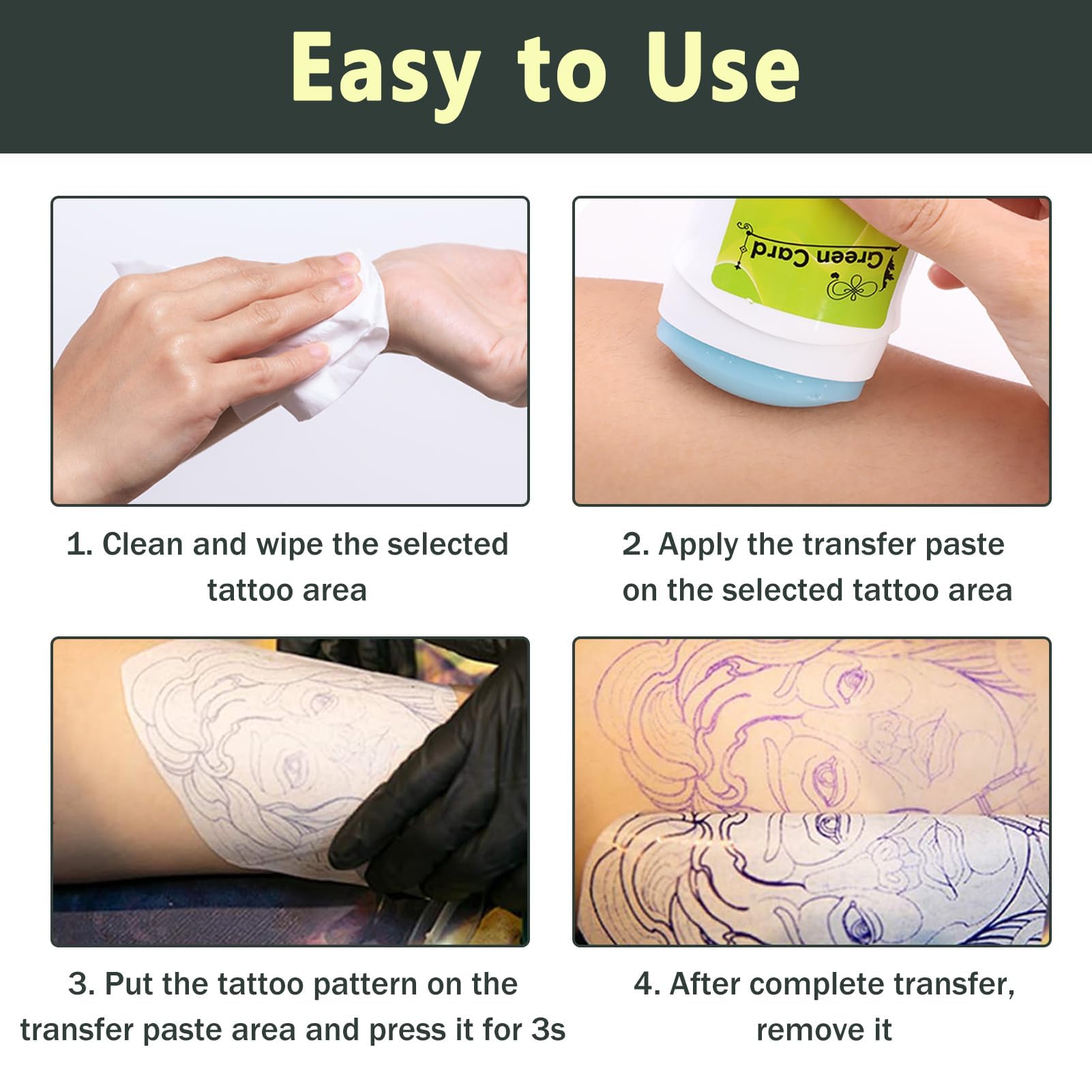 2 Piezas Crema de Transferencia de Tatuaje, Tattoo Transfer Cream Gel 51g, Ideal para Tatuajes Temporales, Crema de Transferencia para Plantillas, Tatuaje Semi-Permanente y Suministros de Body Art