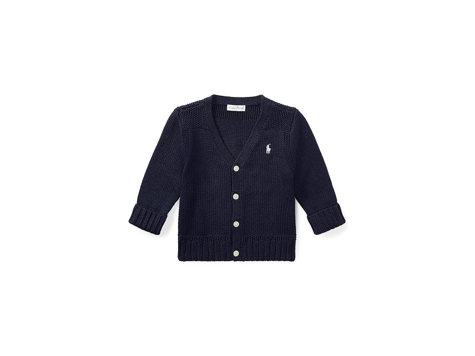Polo Ralph Lauren Kids Combed Cotton V-Neck Cardigan (Infant) (Refined Navy) Boy's Sweater INTERNATIONAL SHIPPING