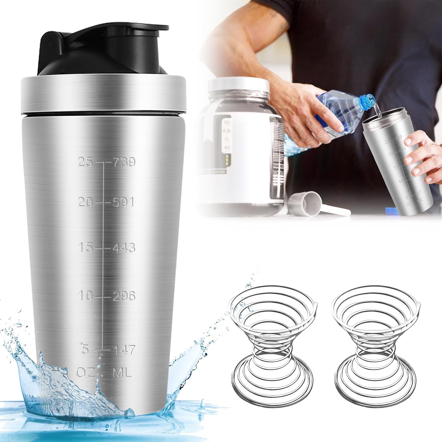 Rudras Stainless Steel Protein Shaker 750 ml Protein Shaker with Spiral Ball Stainless Steel Shaker BPA Free Fitness Shaker for Protein Diet Fitness (B0DFYNBB3T) Amazon Price History, Amazon Price Tracker