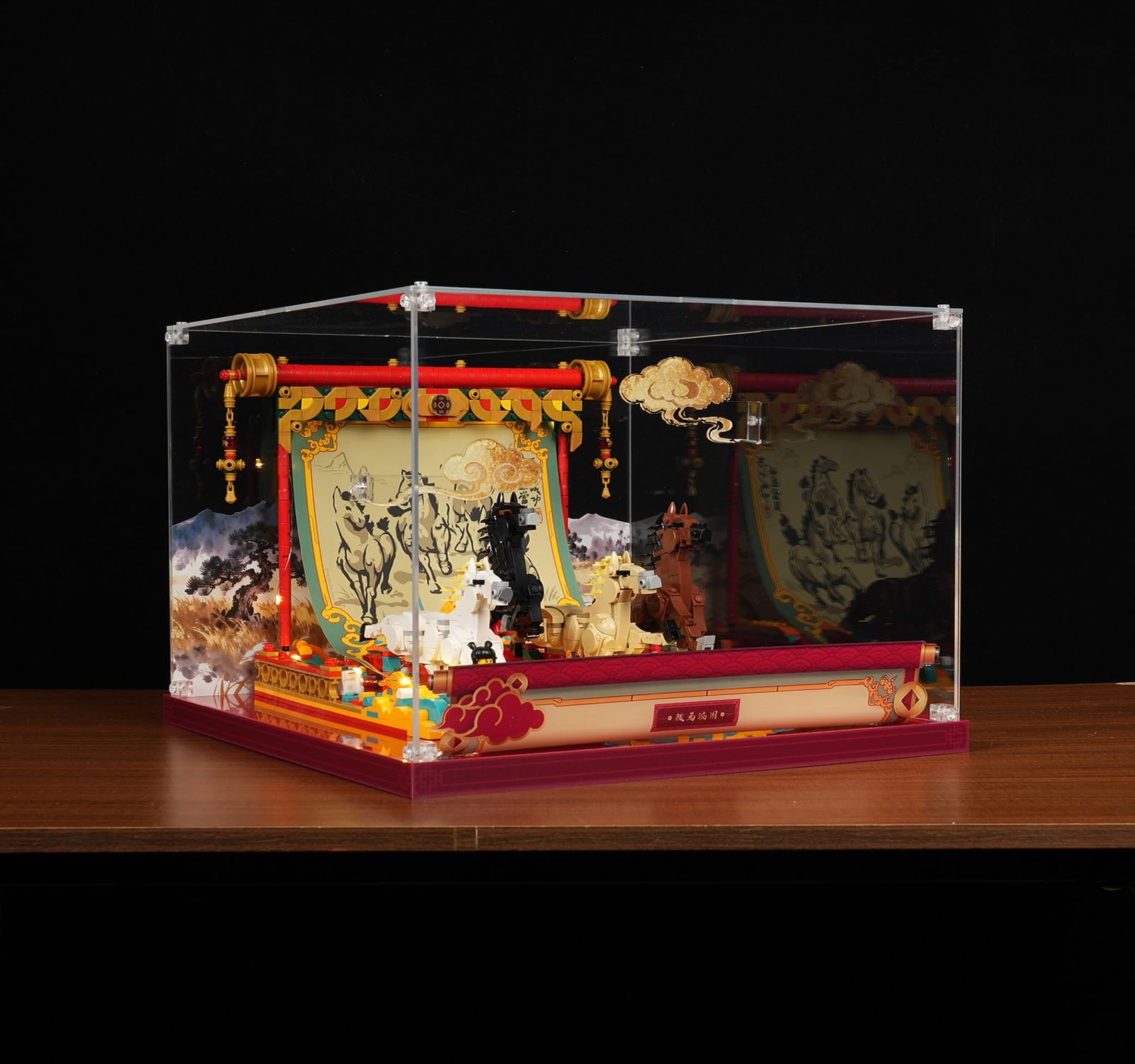 Witryna akrylowa do Lego 80119 pomyślny rok konia, pyłoszczelne pudełko, pudełko do przechowywania, przezroczyste pudełko, pudełko na wyświetlacz, kompatybilne z Lego 80119, mini figurki z możliwością