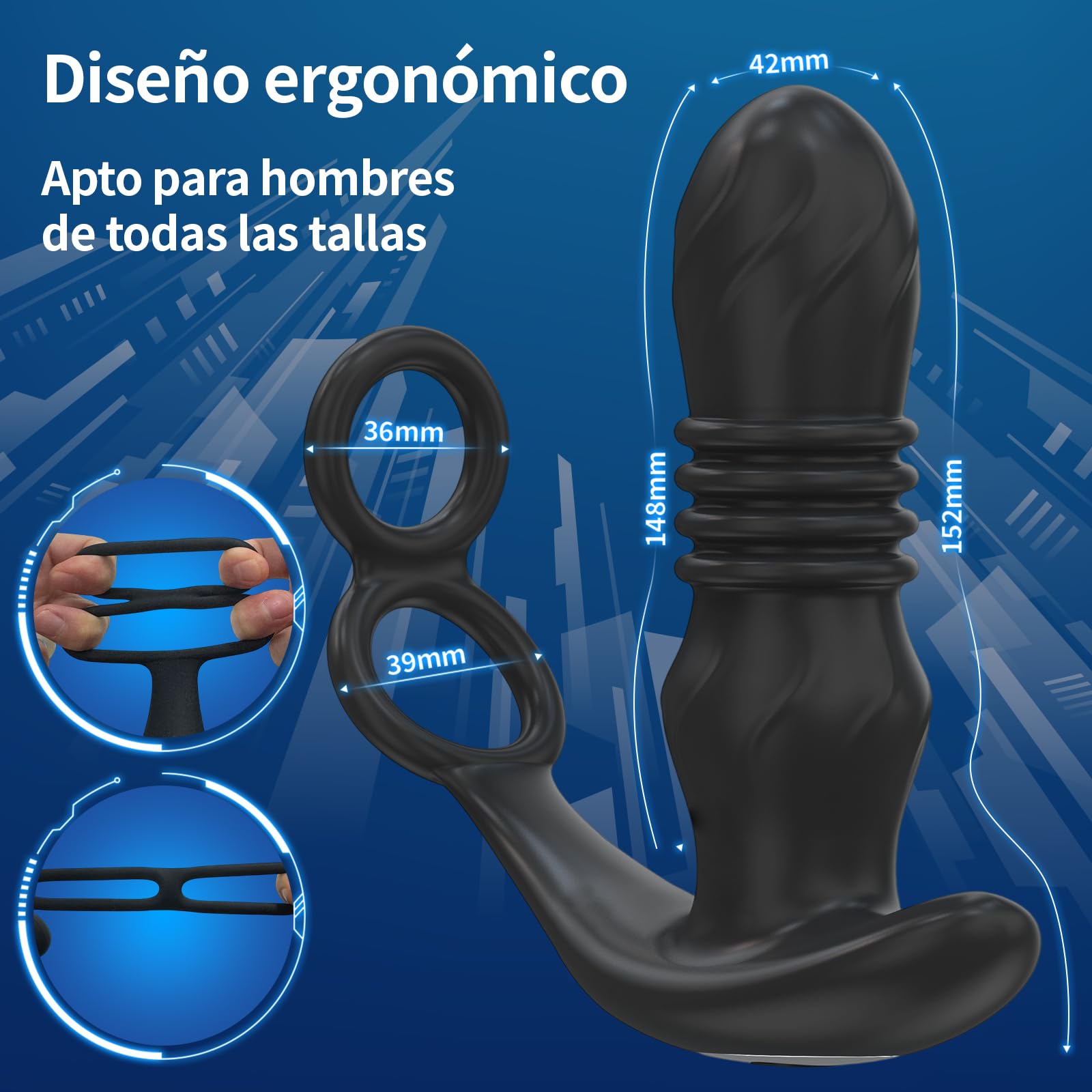 Estimulador Prostata Juguetes Sexuales Hombre con Plug Anal Anillo Vibrador Mando Distancia Consoladores.. Para Hombre con Vibración App Cock Ring Vibradorador Dildo Anal 9 Modo Telescópicos Vibración