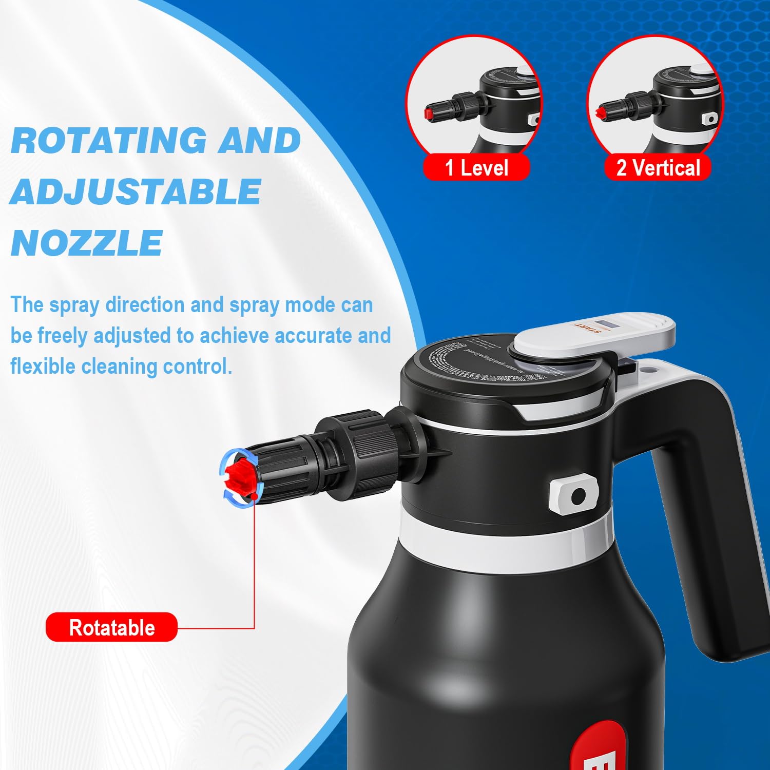 Pulvérisateur à mousse électrique de 2 L, kit de nettoyage de voiture alimenté par batterie de 2 L avec USB rechargeable pour lavage de voiture, maison, jardin, nettoyage des détails, pistolet à