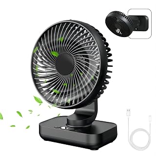 MERTTURM USB Desk Mini Portable Cooling Table Fan with 4 Speeds, 360° Adjustment 4000mAh Rechargeable Battery Operated Small Quiet Personal Desktop Silent Fan for Home Office Outdoor Travel