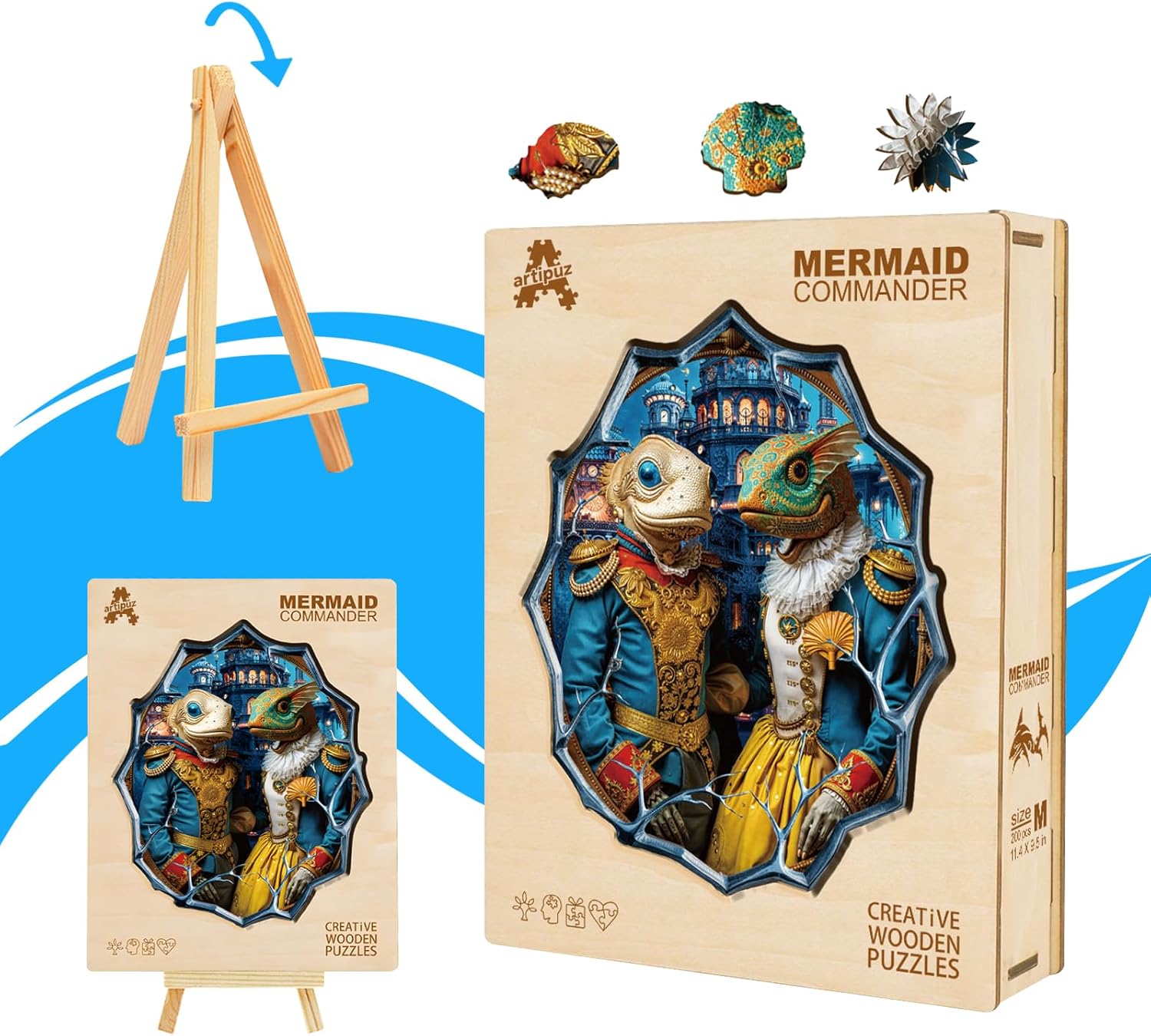 wooden puzzles for adults - mermaid commander wooden puzzle, unique shape wood jigsaw puzzle for adults, wood puzzles adult, gifts for family, wall art home decor (195pcs 13.4 * 11.1in l) large mermaid commander