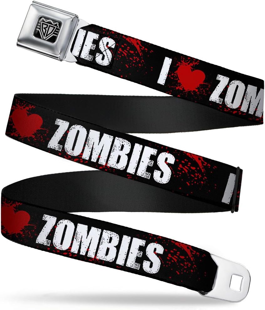 Buckle-Down Seatbelt Belt - I"Heart" ZOMBIES Bold Splatter