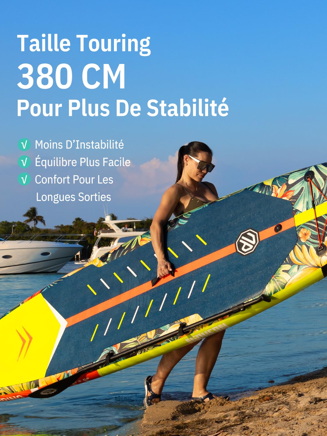 Niphean 380cm Paddle Gonflable 280kg Stand Up Paddle Touring avec Accessoires Complets Kick Pad Adulte Surf de Vitesse