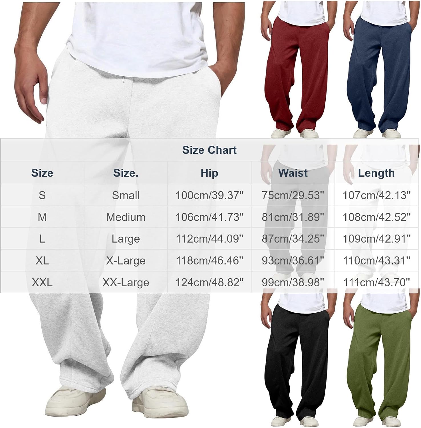 Mens Baggy Sweatpants Wide Leg Elastic Waist Athletic Pant | Loose Fleece Drawstring Waist Jogger Open Bottom Lounge Sweat Pants Casual Sports Trousers with Pockets