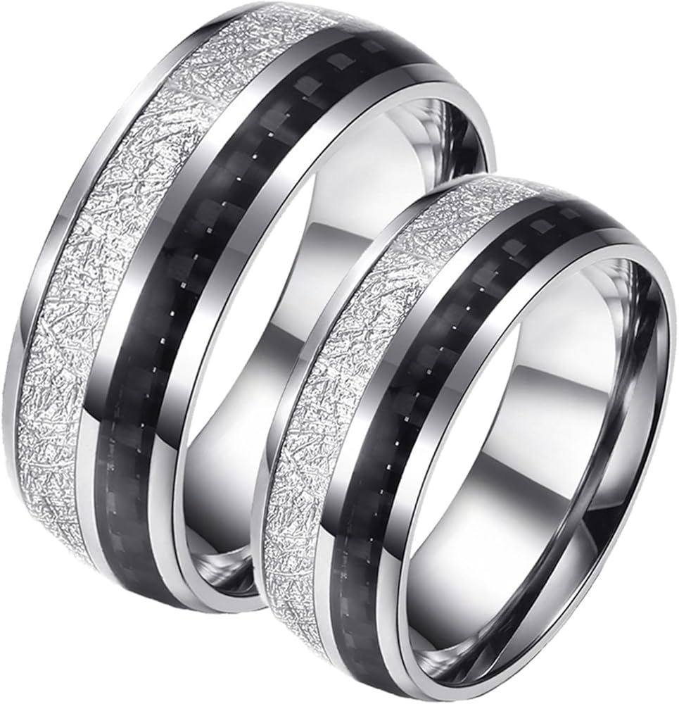 Couple Jewelry, Wedding Ring 8mm 2PCS Stainless Steel Titanium