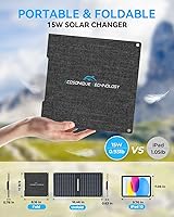 Vista 3 de Ecosonique 15W Small Solar Charger Panels with USB C USB A Fast Charging Foldable Emergency Power Panels for Camping Backpacking Compatible with