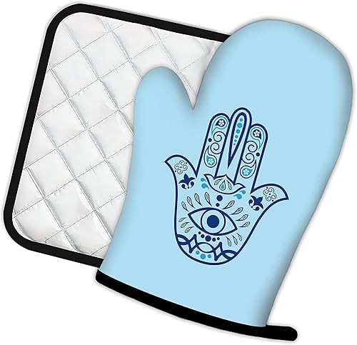Miniatura 9 de The Starry Night - Guantes de cocina y soportes para ollas de cocina, juego de 2 piezas, almohadillas resistentes al calor para hornear, barbacoa,