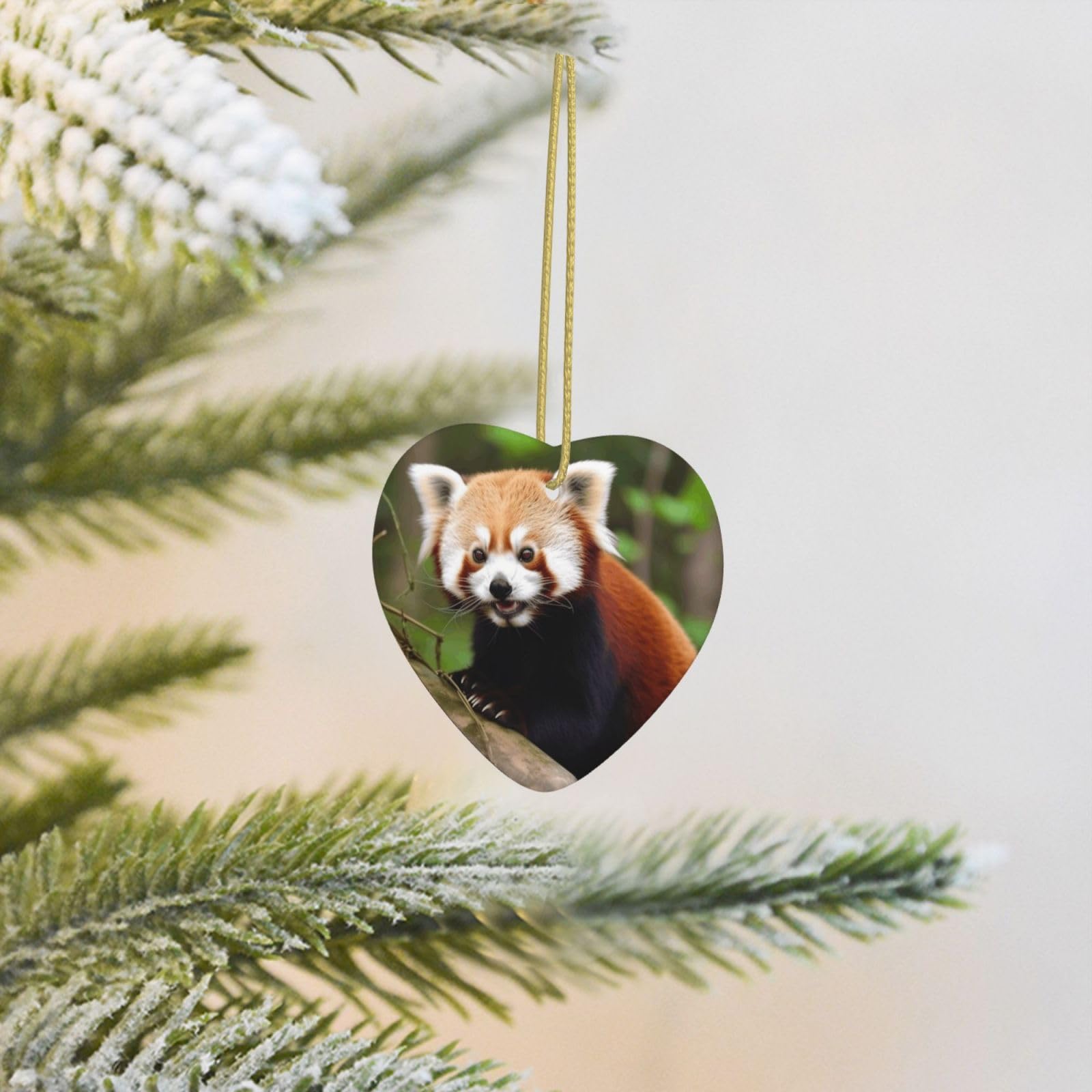 2025 Christmas Tree Decoration Hanging Heart Ornament Little Red Panda Ceramic Ornaments Christmas Tree Decorations Round Pendants for Xmas Tree Winter New Year Party Supplies