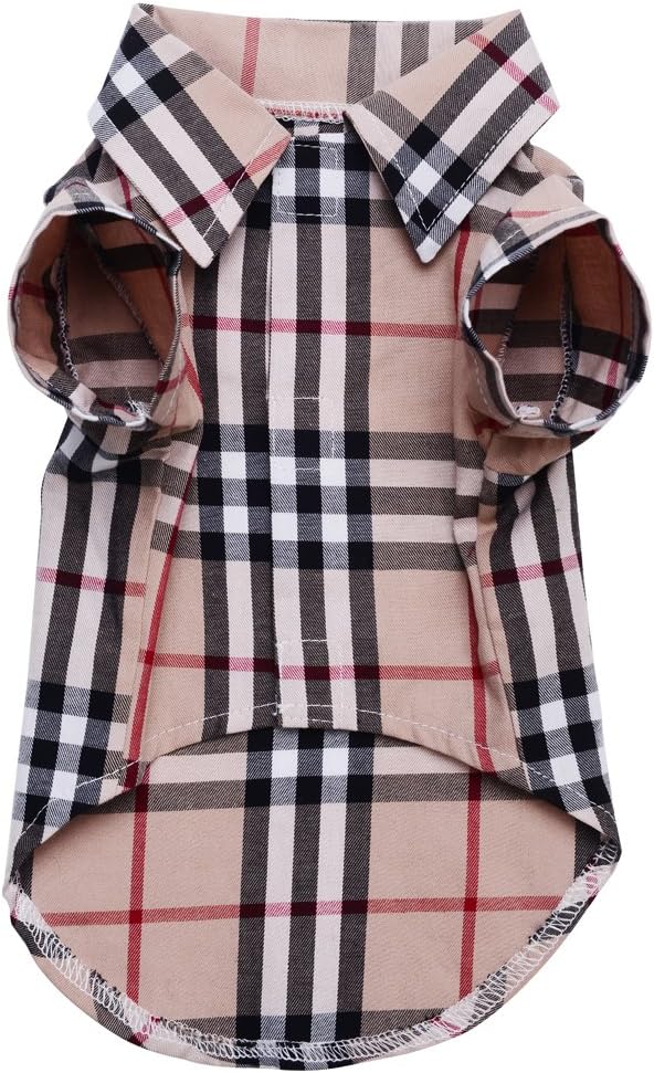 Small Dog Puppy Shirt Clothing Cat Cotton Lapel Costume Polo Apparel - Western Plaid Dog Clothes for Pet