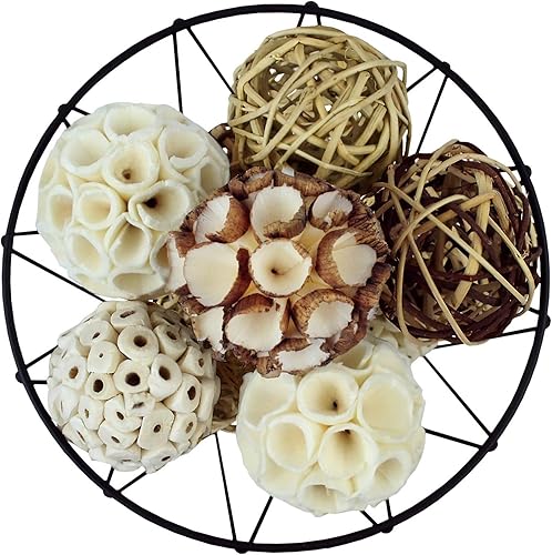 Miniatura 3 de Blue Donuts Bolas decorativas para cuencos, bolas decorativas para centros de mesa, bolas de mimbre de ratán surtidas, bolas de vid orb, rellenos de