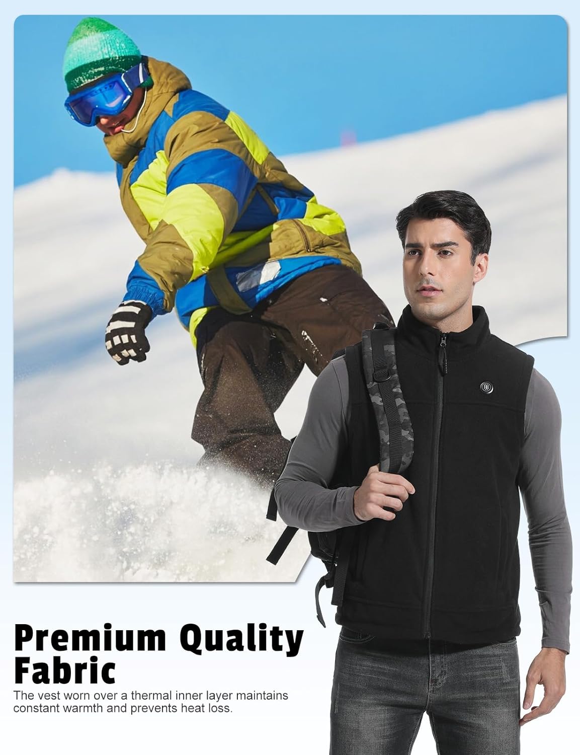 Heated Vest for Men with Battery Pack, Lightweight Fleece Electric Heating Vest for Winter Outdoor Hunting - Image 2