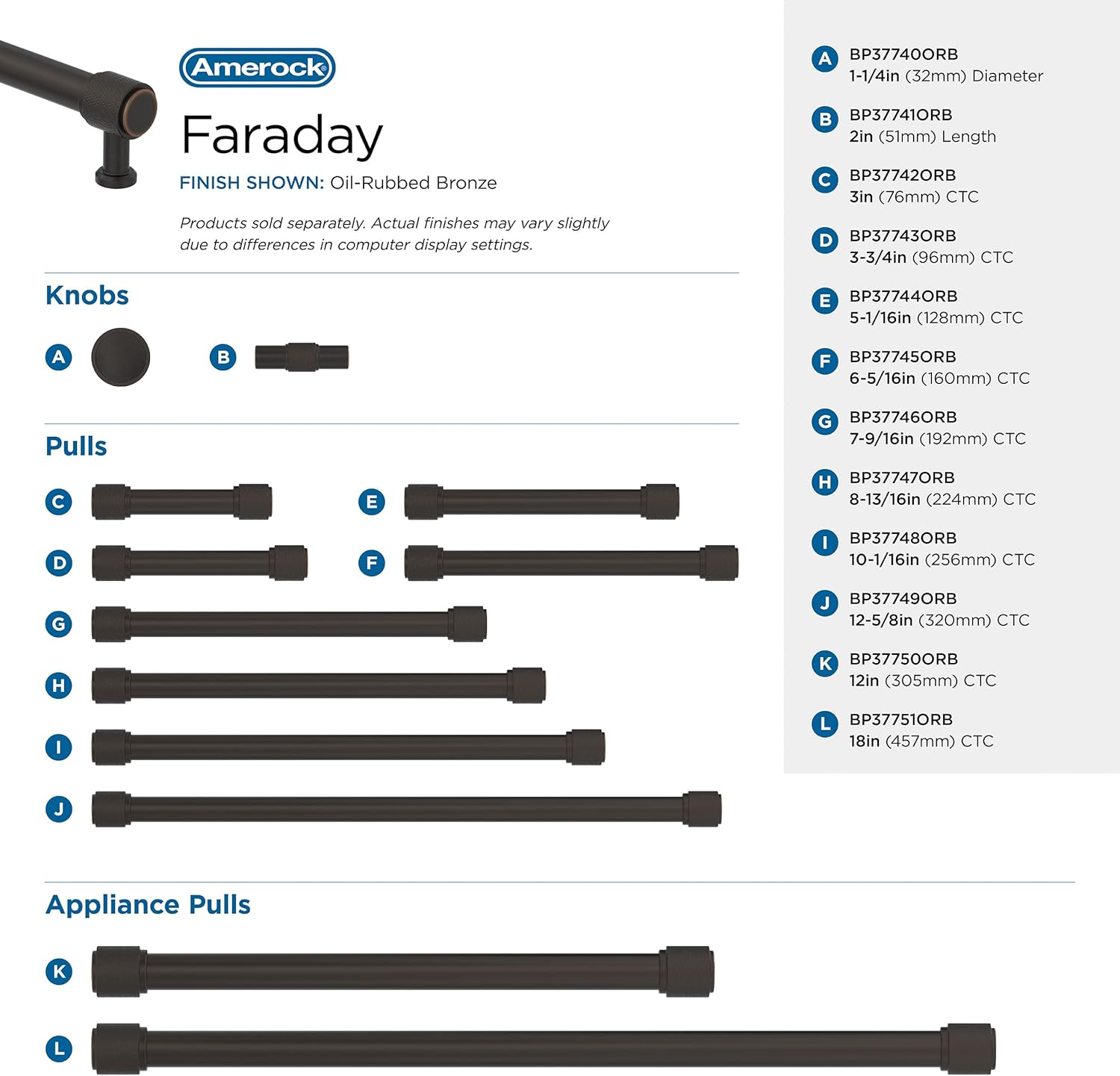 Amerock Faraday 1-1/4 inch (32mm) Diameter Oil-Rubbed Bronze Cabinet Knob, BP37740ORB
