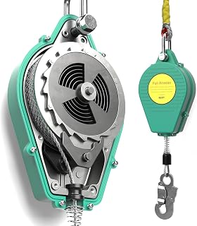 49ft Self Retracting Lifeline, 330lbs Retractable Fall Arrester, Fall Protection Lanyard, Double Lock Safety Harness for Construction, Dual Swivels, Flame Retardant Steel Wire(Φ3.2mm)