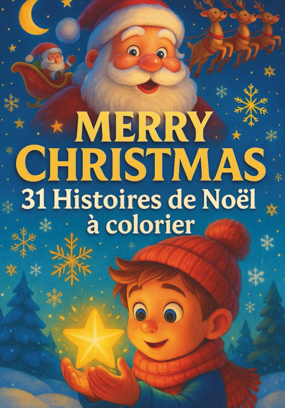 MERRY CHRISTMAS – 31 Histoires Magiques de Noël à Colorier | Livre d’Histoires & Activités pour Enfants | Contes de Noël Illustrés à Lire Chaque Soir ... le coucher + pages de coloriages magiques