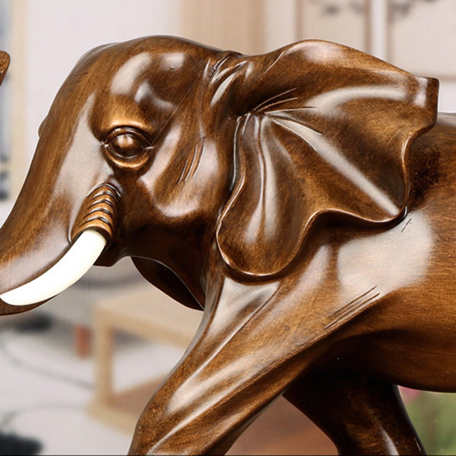 Decorazione Elefante, Statua Decorazione Elefante Bianco, Decorazione per Camera Letto,Soggiorno Appartamento Ufficio Armadietto del Vino, Resina,Golden Elephant