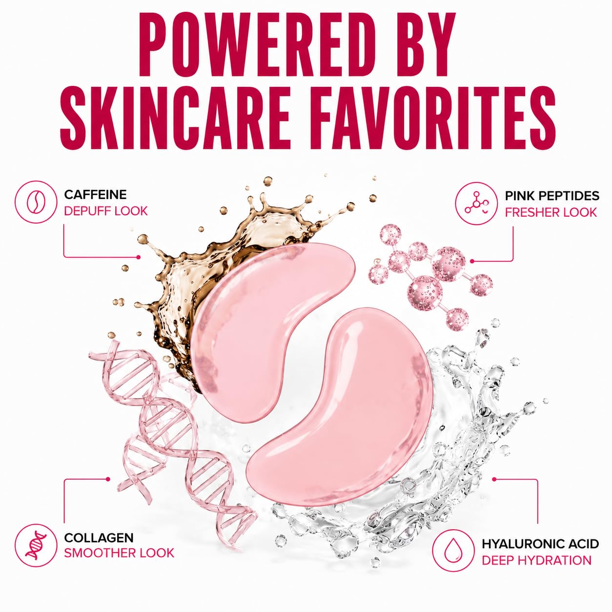 Eye Patches with Pink Peptides & Collagen for Puffy Eyes and Dark Circles