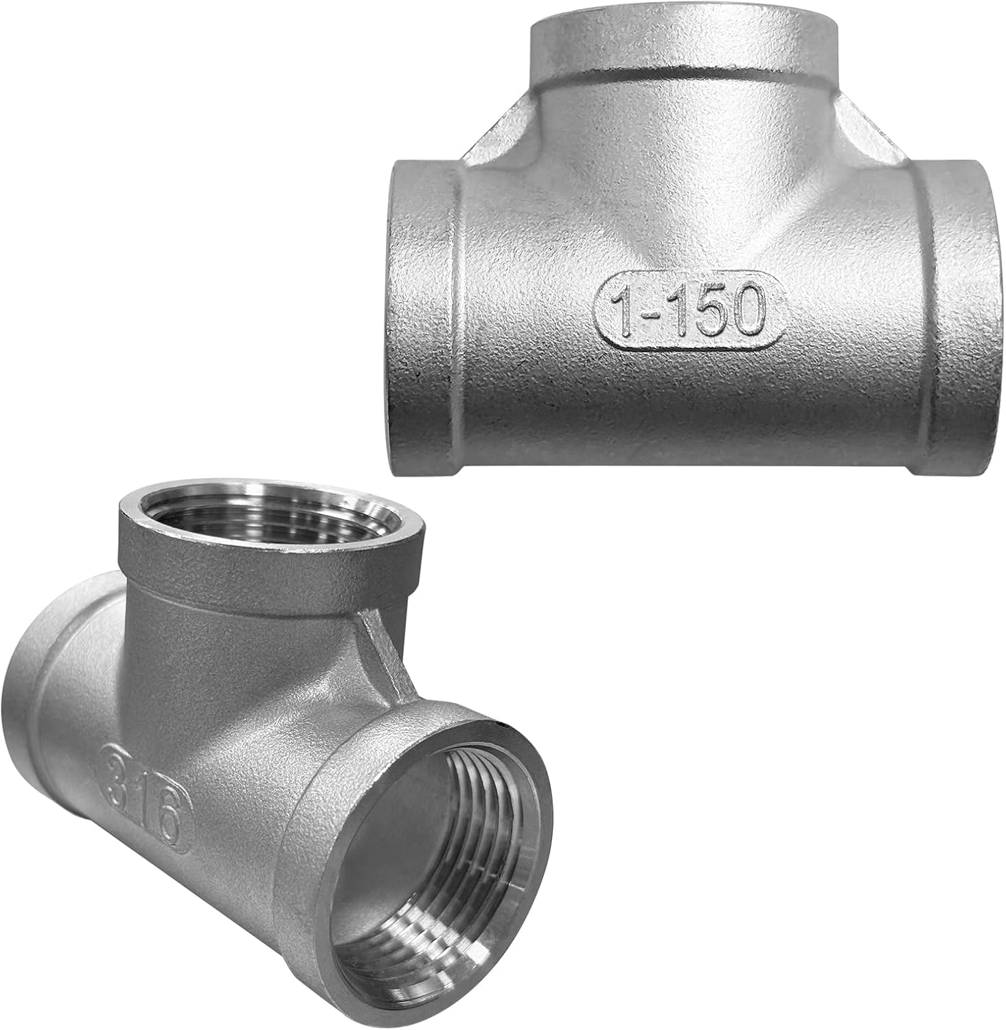316 Stainless Steel 1-1/2" Tee Fitting for In Pipe Heating Cable, Push Plumbing Pipe Fitting to Connect