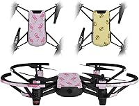 Vista 1 de Skin Decal Wrap 2 Pack Compatible with DJI Ryze Tello Flamingos on Pink Drone NOT Included