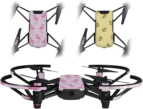 Skin Decal Wrap 2 Pack Compatible with DJI Ryze Tello Flamingos on Pink Drone NOT Included