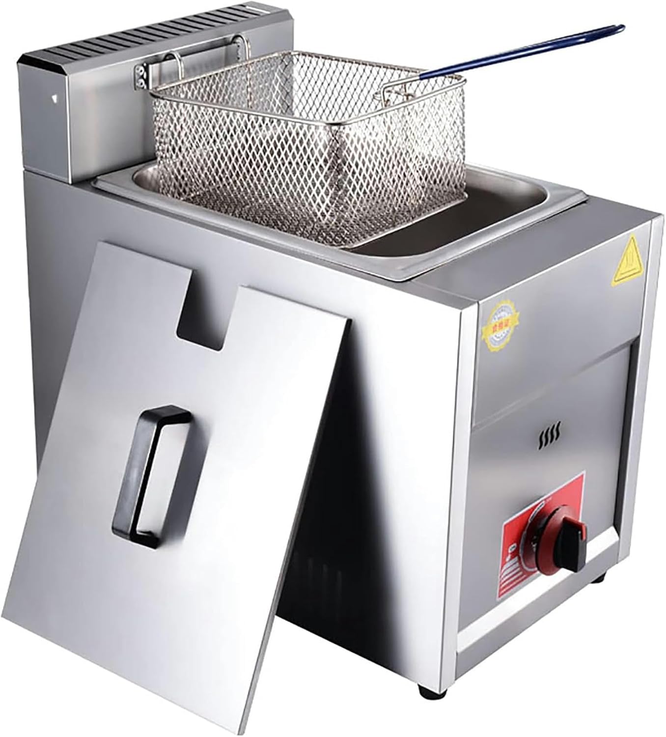 6L/12L Deep Fryer with Basket & Lid, Stainless Steel Countertop LPG Gas Fryer, Chicken Chips Fryer for French Fries Restaurant Home Kitchen