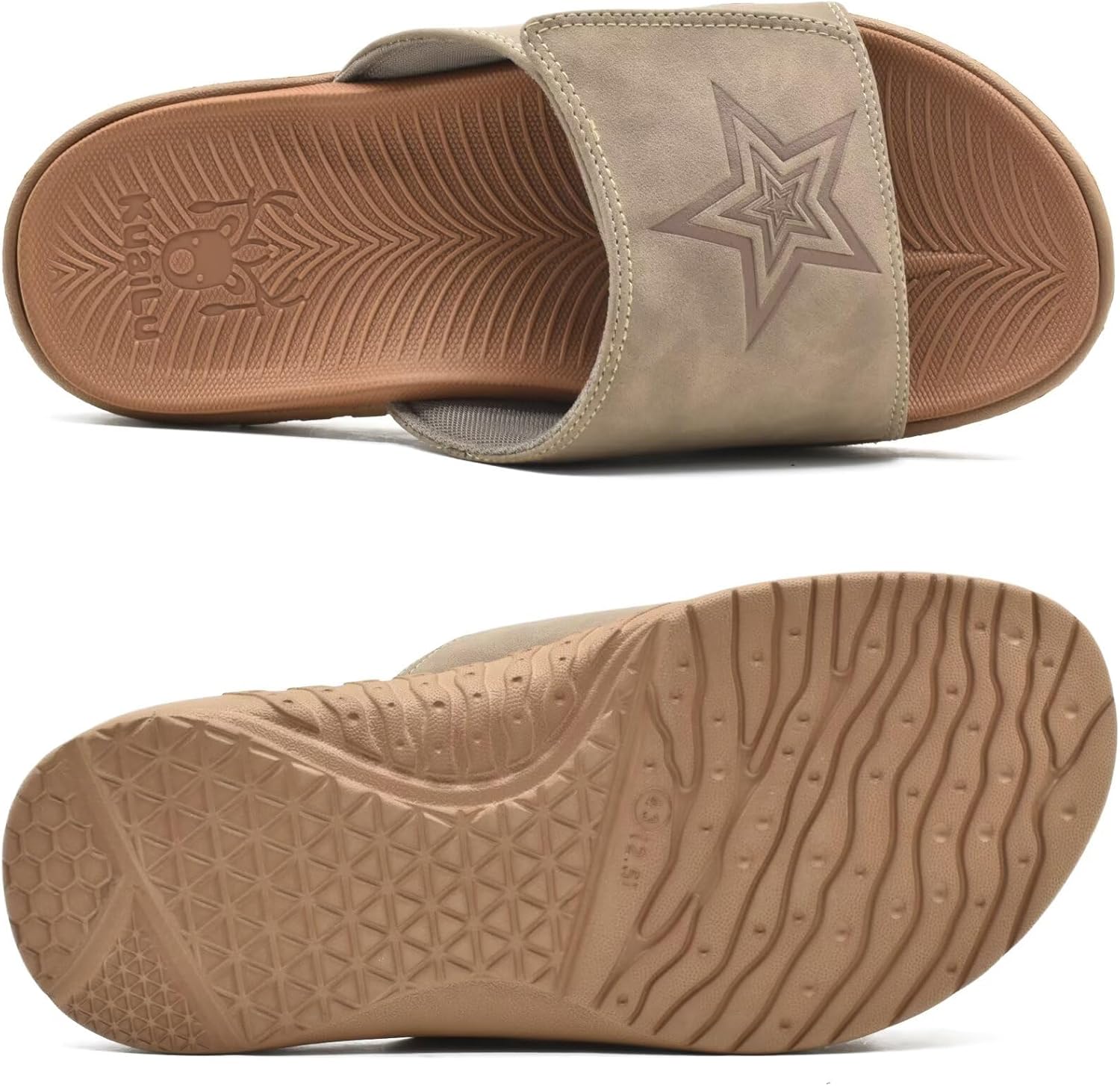 KuaiLu Mens Slides Soft Cushion Sport Sandals with Plantar Fasciitis Arch Support Adjustable Open Toe Summer Slippers Slip on Indoor Outdoor Size 7-15 - Image 8