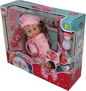 طقم عروسة تفاعلية للرضع مع اكسسوارات وخصائص التحدث ومؤثرات صوتية، مناسبة من عمر 3 سنوات فما فوق