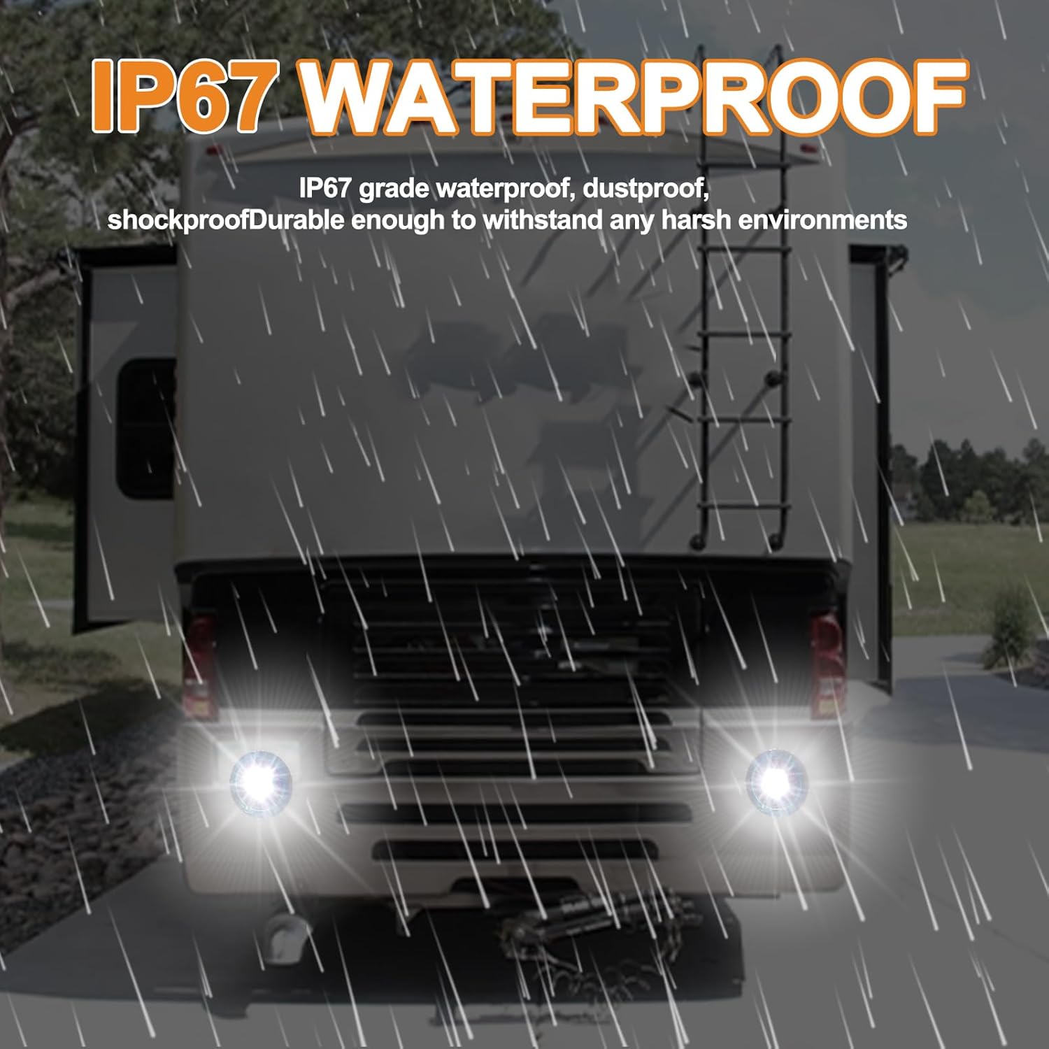 4 Pcs 4" Round LED Truck Trailer Tail Lights 16 LEDs Stop Brake Reverse Backup Running Light with Rubber Grommet Red White LED Lamps Sealed Surface Mount for Trailers Trucks RVs 12V