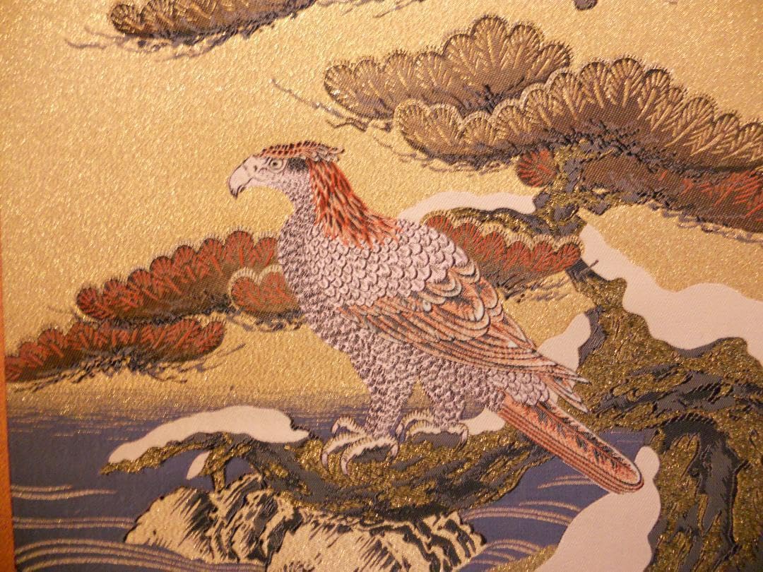 Amazon.co.jp: 掛け軸 狩野永徳 松鷹図 国宝 刺繍 紋織掛軸 絵 織物