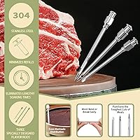 Vista 2 de Kit de jeringa inyectora de carne de pavo con 3 agujas de adobo para ahumador de parrilla, 1 cepillo de limpieza, 1 onza/1.0 fl oz de gran