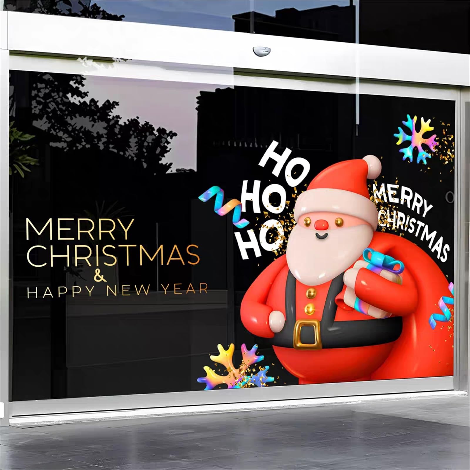 weihnachtsdeko fenster Weihnachtsdekorationen Fensteraufkleber Großer Weihnachtsmann Cling Xmas Fensteraufkleber Ornament DIY Wandtür Dekor selbstklebend(Color2,XXL)