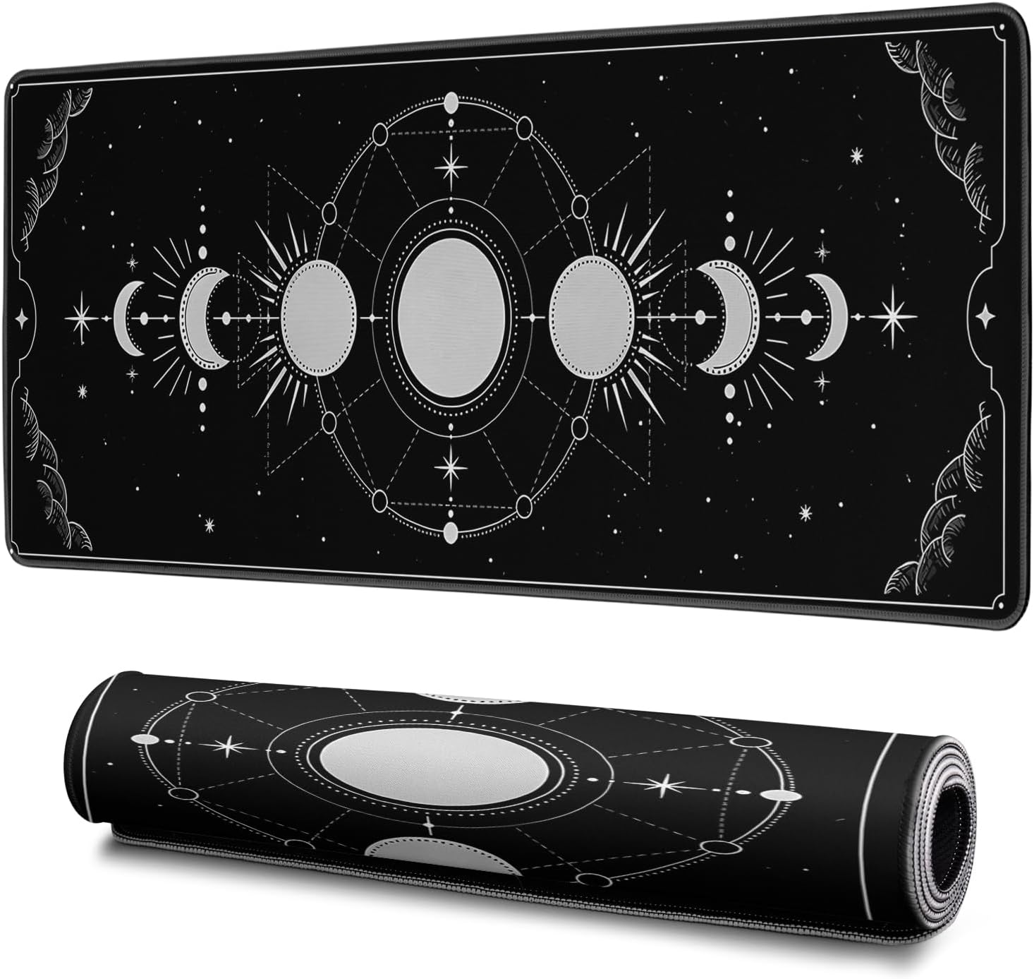 Sun Moon Gaming Mouse Pad Black Large Mouse Pad for